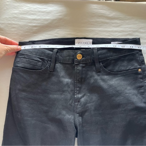 Frame Denim Sleek Shiny Le Skinny de Jeanne Black Skinny Jeans - Picture 9 of 11